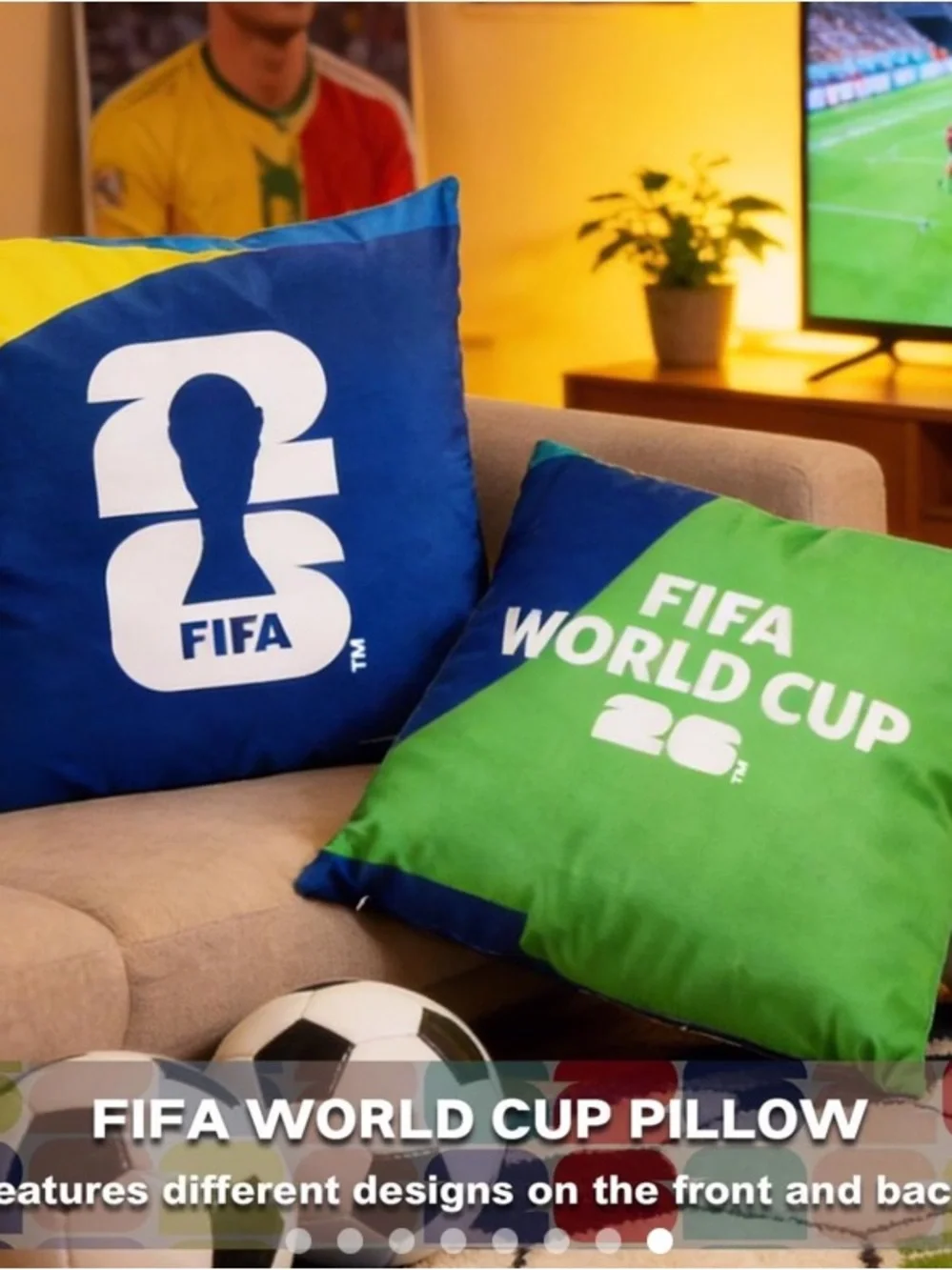FIFA World Cup 26 Decorative Pillow - Blue & Green